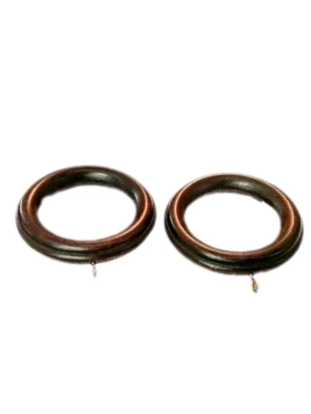 (2) Kirsch Drapery Rings Curtain Rod Rings. Mahogany Wood Design. 2.5